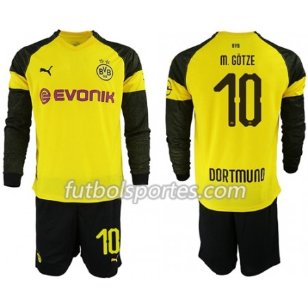 Camisetas Borussia Dortmund M.Gotze 10 Niño Primera Equipacion 2018/2019 Manga Larga